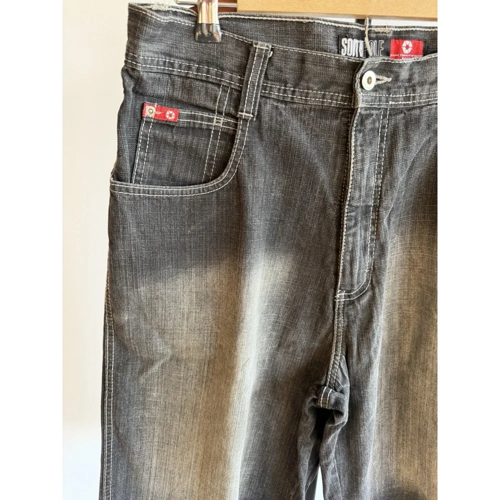 Y2k Black South Pole Red Tab Denim Jorts Size 34